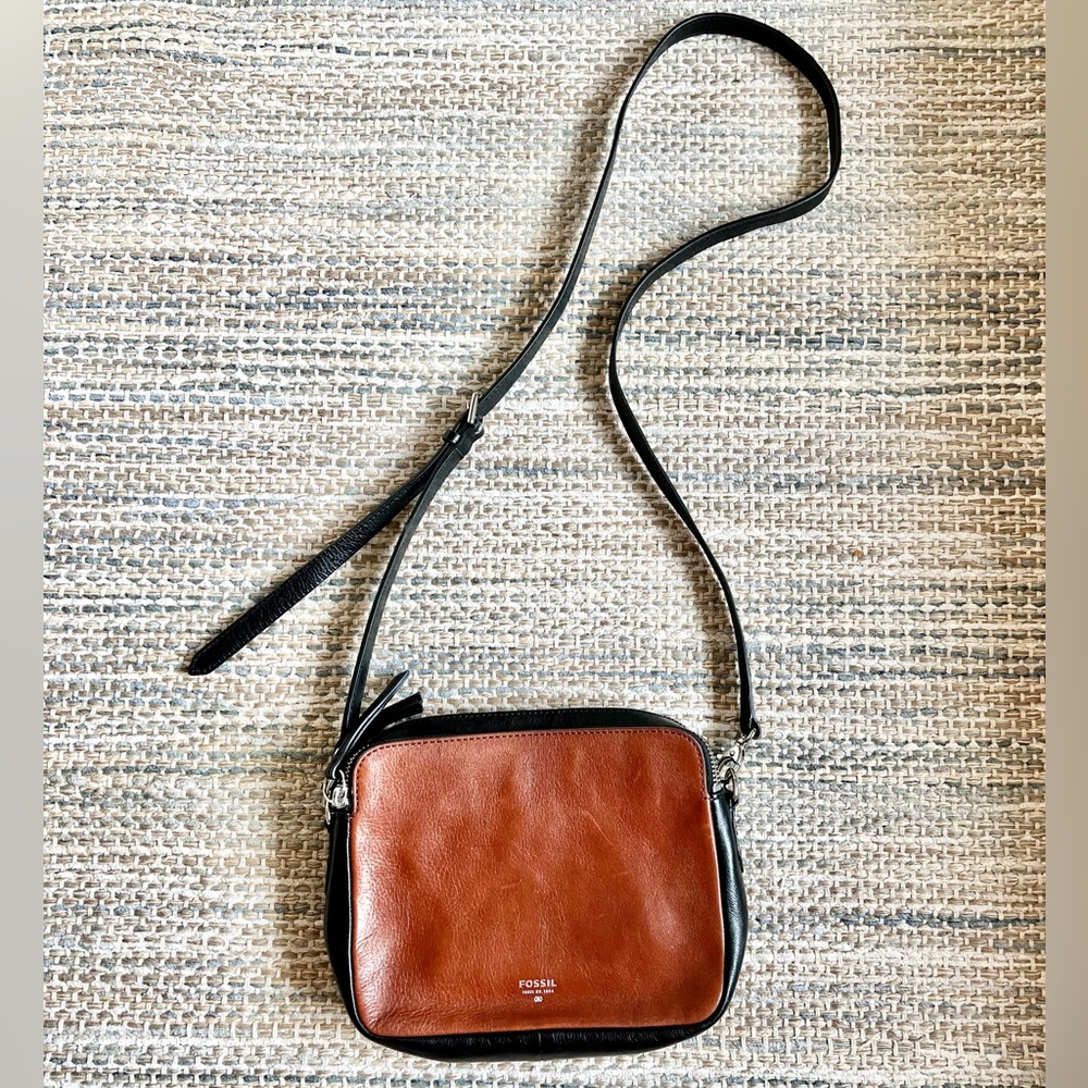 {Fossil} Sydney Crossbody Camera Bag In Black/Brown C… Gem